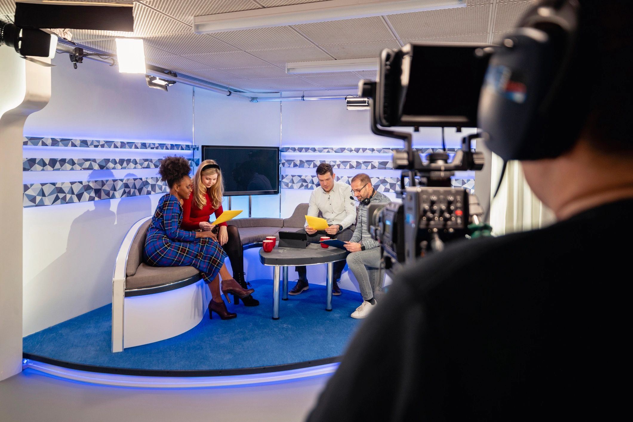 Media production studio setup during filming
