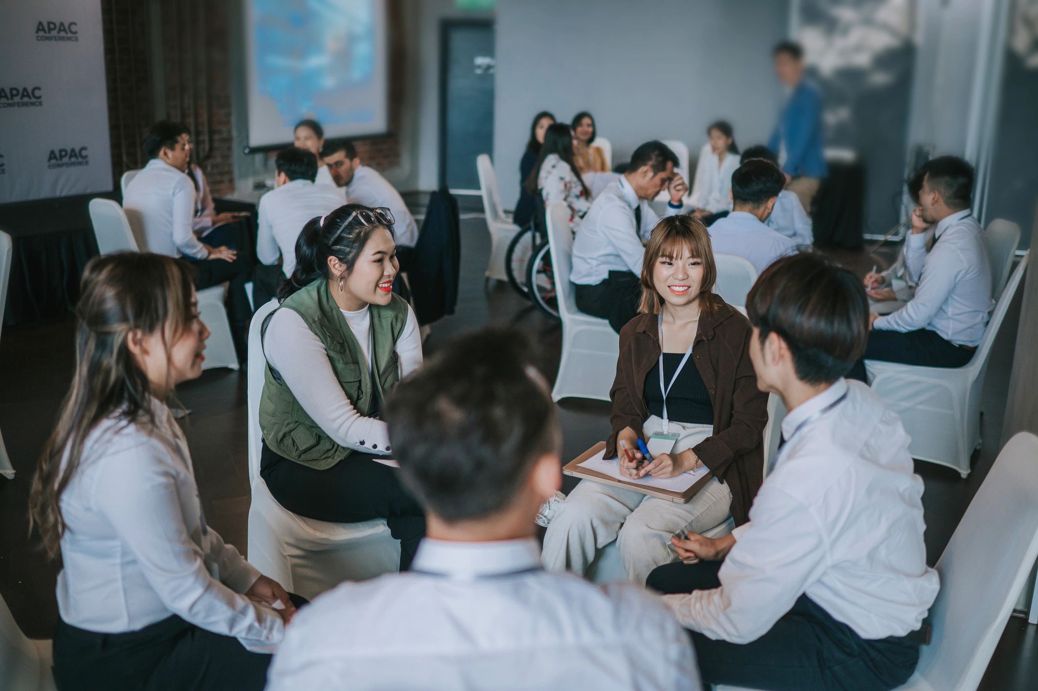 Participants collaborating during a business training workshop